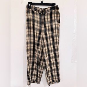 Hollister Vintage Plaid Style Ultra High-Rise Pants, Size M, Black/Tan
